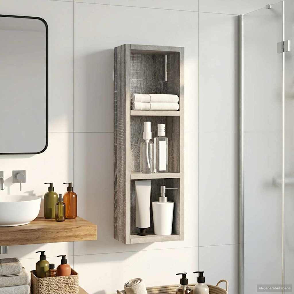 Badkamer wandkast met plank Grijze Sonoma 20 x 10 x 60,5 cm is nu te koop bij PeponiXL, paradijselijk wonen!