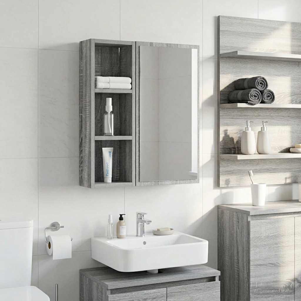 Badkamer wandkast met plank Grijze Sonoma 20 x 10 x 60,5 cm is nu te koop bij PeponiXL, paradijselijk wonen!