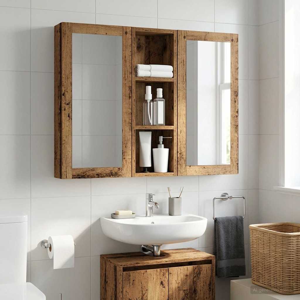 Badkamer wandkast Oudhout 20 x 10 x 60,5 cm Geconstrueerd hout is nu te koop bij PeponiXL, paradijselijk wonen!