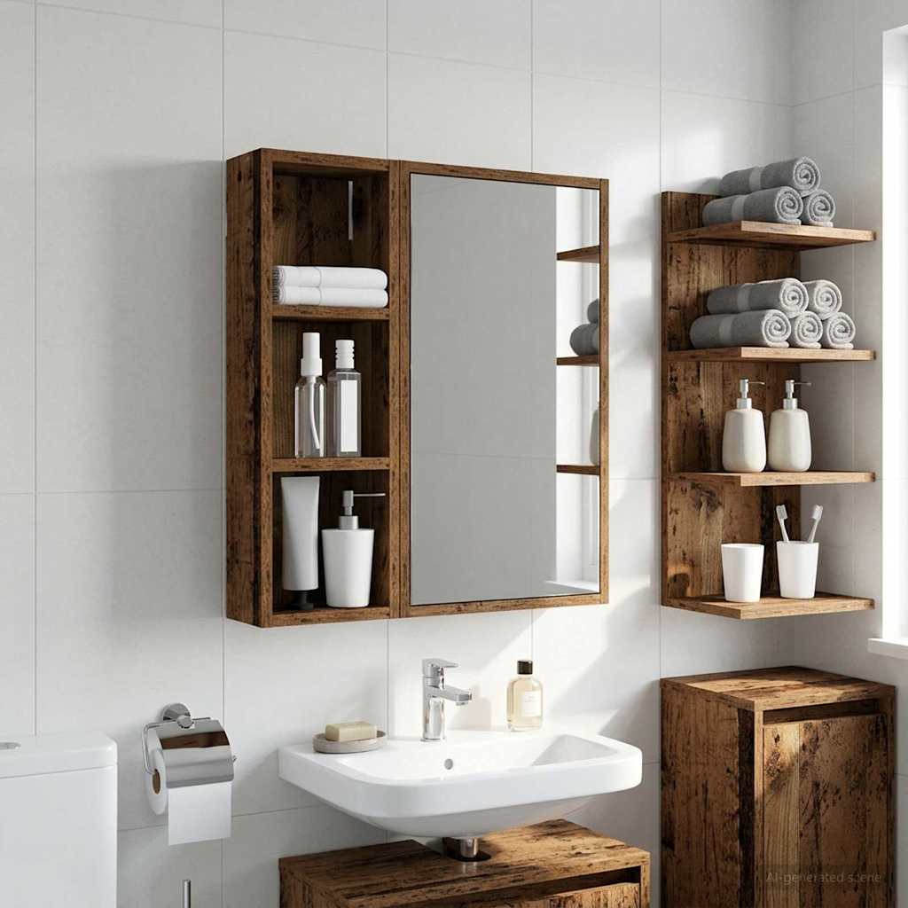 Badkamer wandkast Oudhout 20 x 10 x 60,5 cm Geconstrueerd hout is nu te koop bij PeponiXL, paradijselijk wonen!