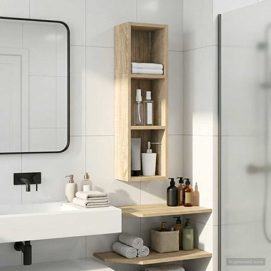 Badkamer wandkast met plank Sonoma Eiken 20 x 14 x 70 cm is nu te koop bij PeponiXL, paradijselijk wonen!