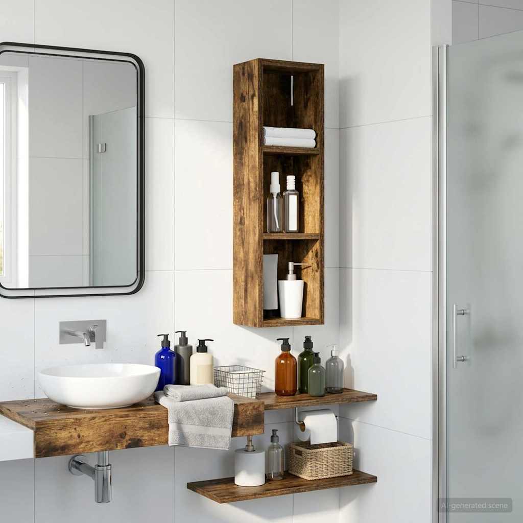 Badkamer wandkast met plank Gerookte Eik 20 x 14 x 70 cm is nu te koop bij PeponiXL, paradijselijk wonen!
