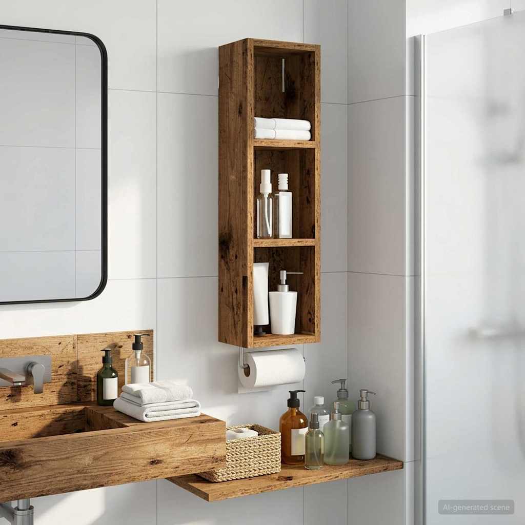 Badkamer wandkast Oudhout 20 x 14 x 70 cm Geconstrueerd hout is nu te koop bij PeponiXL, paradijselijk wonen!