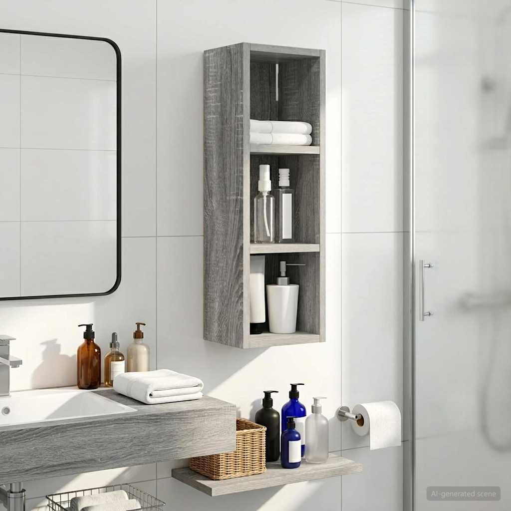 Badkamer wandkast met plank Grijze Sonoma 20 x 16 x 62,5 cm is nu te koop bij PeponiXL, paradijselijk wonen!