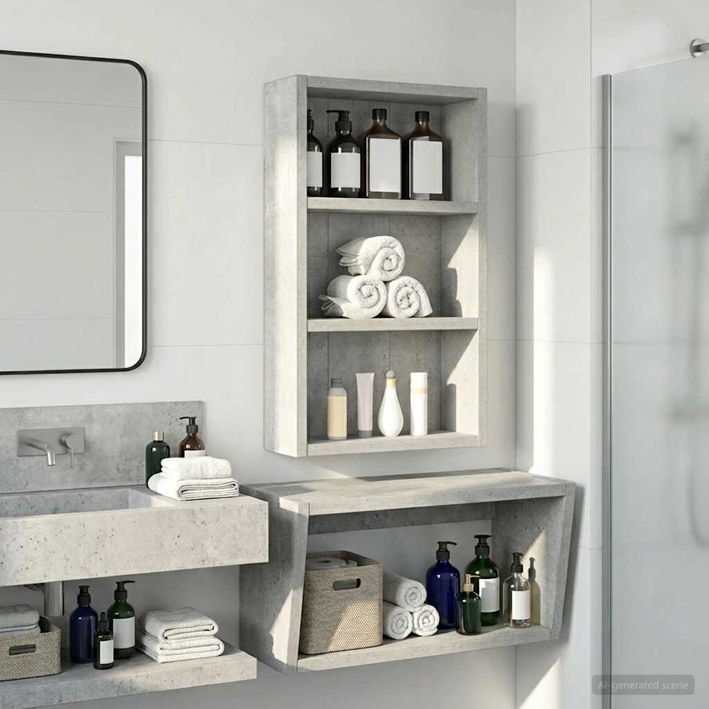 Badkamer wandkast met plank Beton Grijs 30 x 10 x 50 cm is nu te koop bij PeponiXL, paradijselijk wonen!