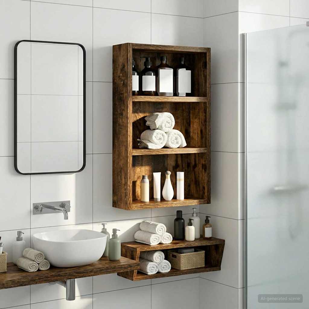 Badkamer wandkast met plank Gerookte Eik 30 x 10 x 50 cm is nu te koop bij PeponiXL, paradijselijk wonen!