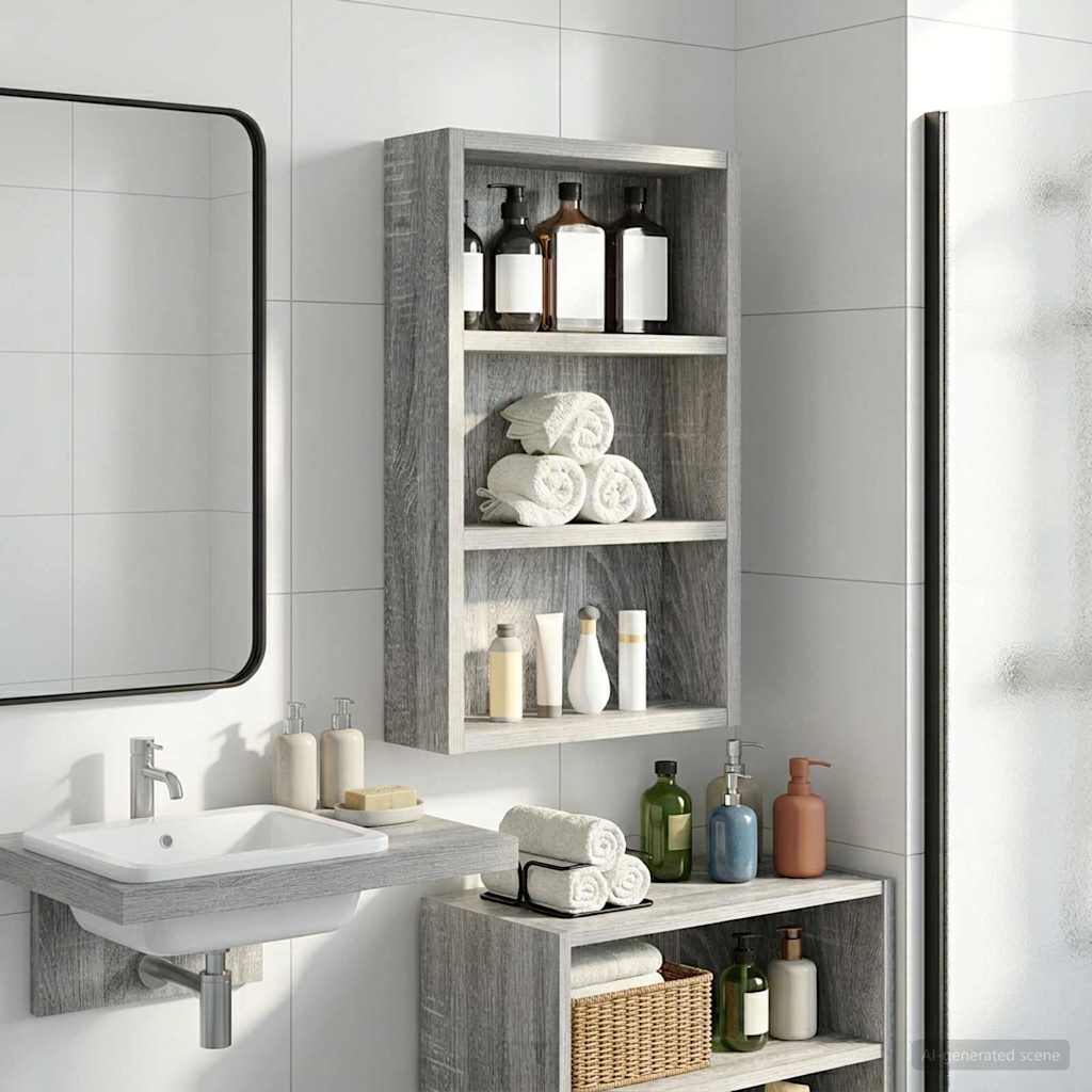 Badkamer wandkast met plank Grijze Sonoma 30 x 10 x 50 cm is nu te koop bij PeponiXL, paradijselijk wonen!