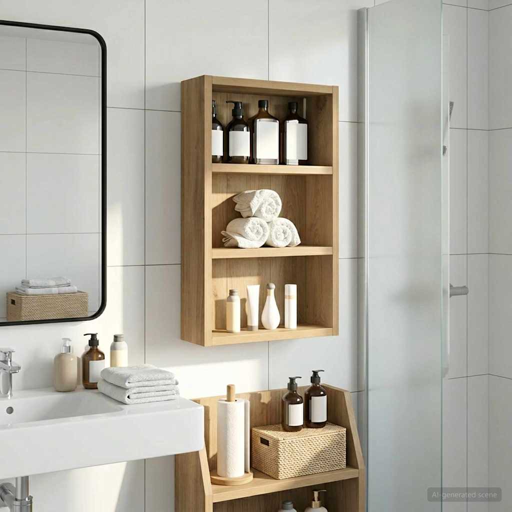 Badkamer wandkast met plank Ambachtelijk eiken 30 x 10 x 50 cm is nu te koop bij PeponiXL, paradijselijk wonen!