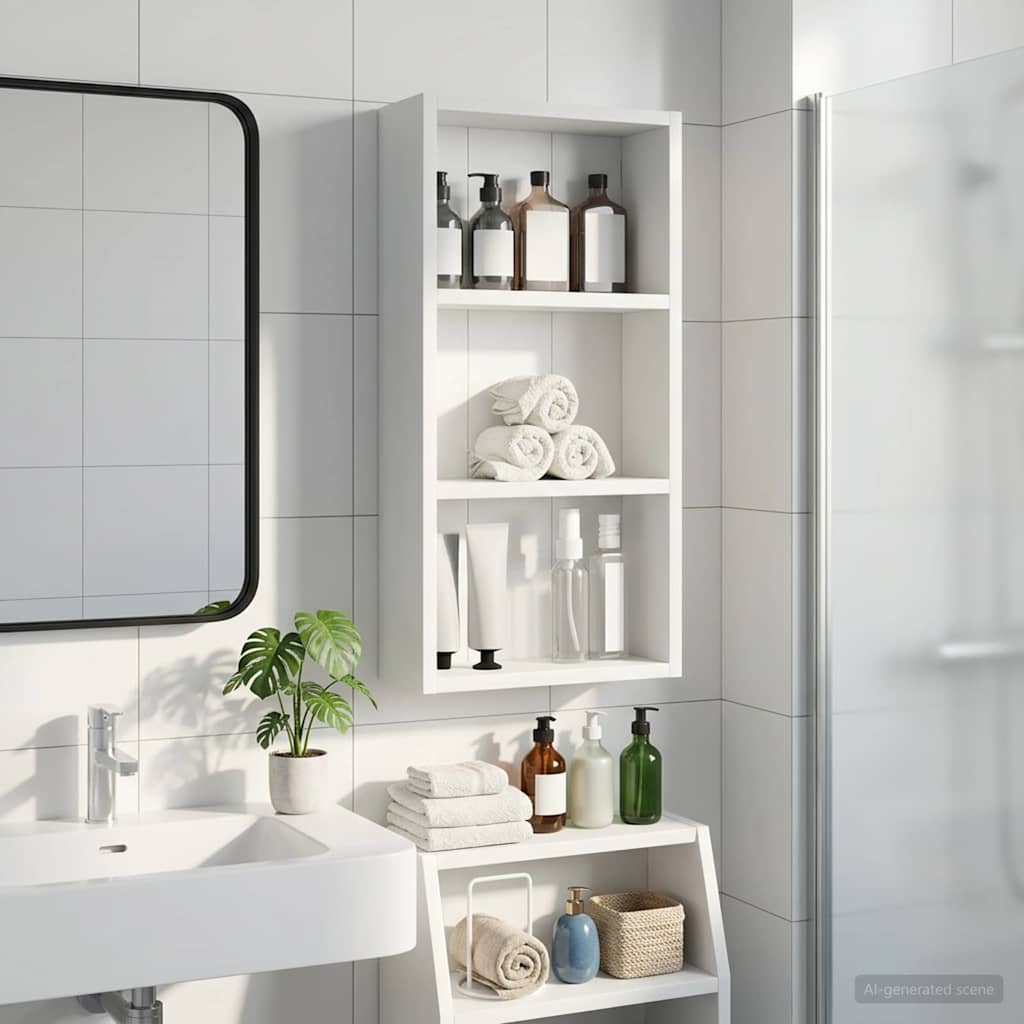 Badkamer wandkast Wit 30 x 10 x 60,5 cm Geconstrueerd hout is nu te koop bij PeponiXL, paradijselijk wonen!