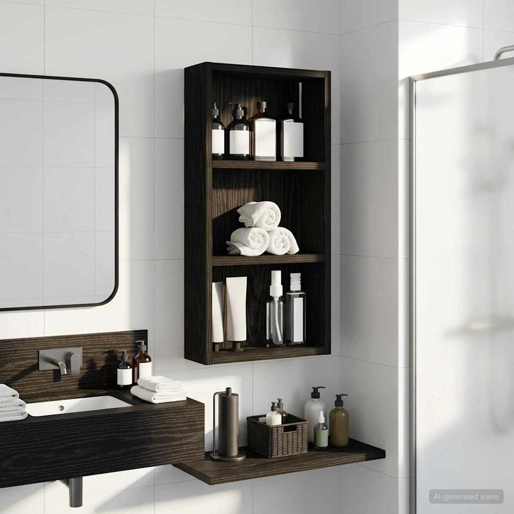 Badkamer wandkast met plank Zwarte Eik 30 x 10 x 60,5 cm is nu te koop bij PeponiXL, paradijselijk wonen!