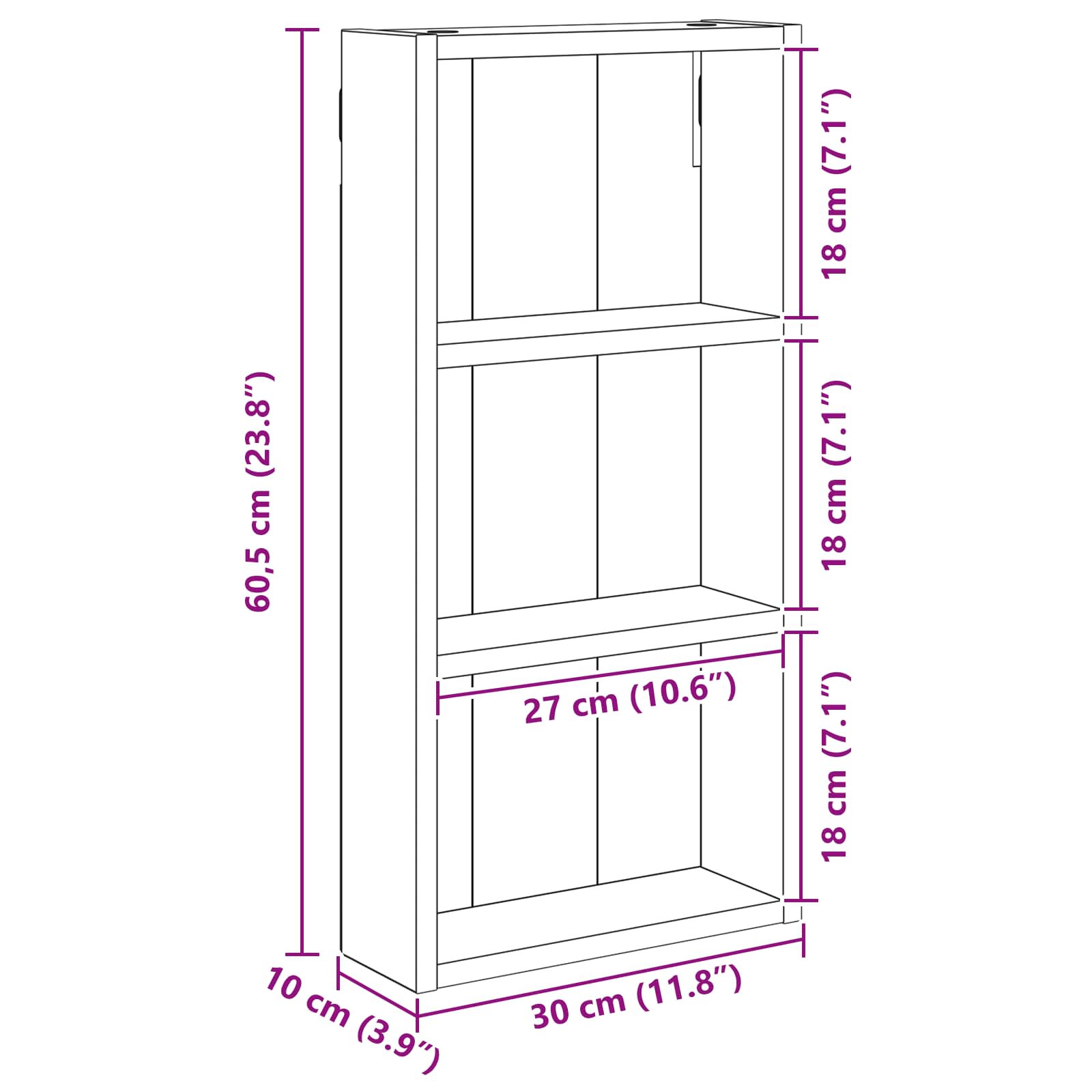 Badkamer wandkast met plank Zwarte Eik 30 x 10 x 60,5 cm is nu te koop bij PeponiXL, paradijselijk wonen!