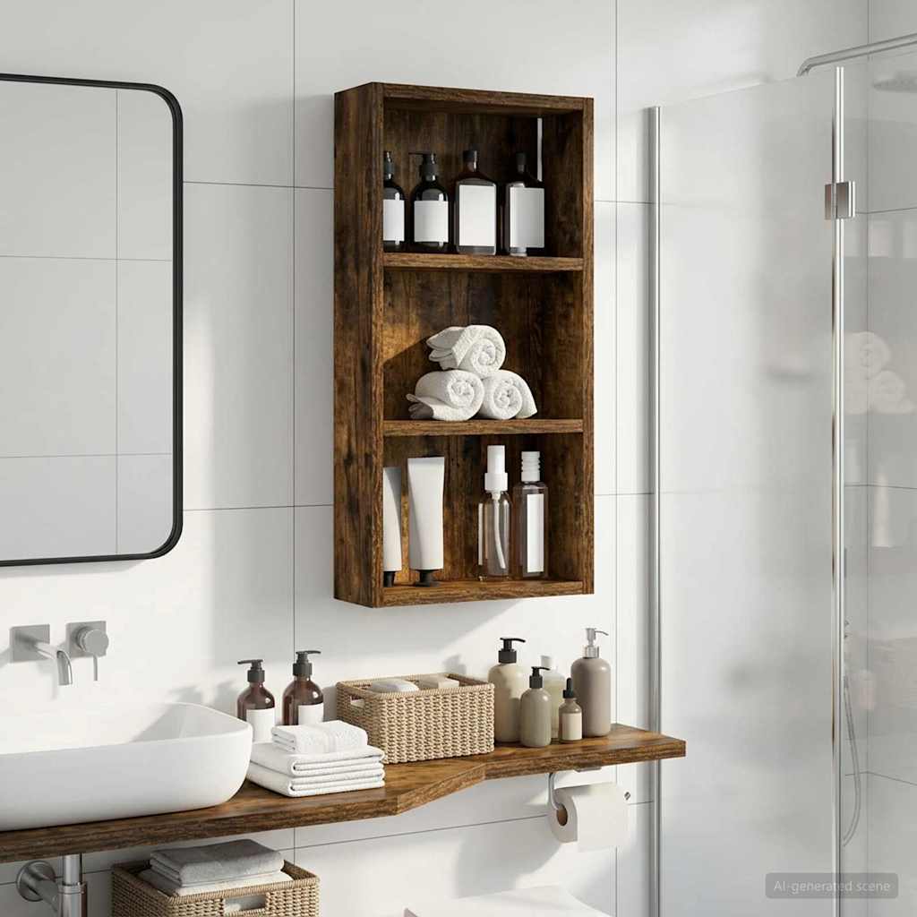 Badkamer wandkast met plank Gerookte Eik 30 x 10 x 60,5 cm is nu te koop bij PeponiXL, paradijselijk wonen!