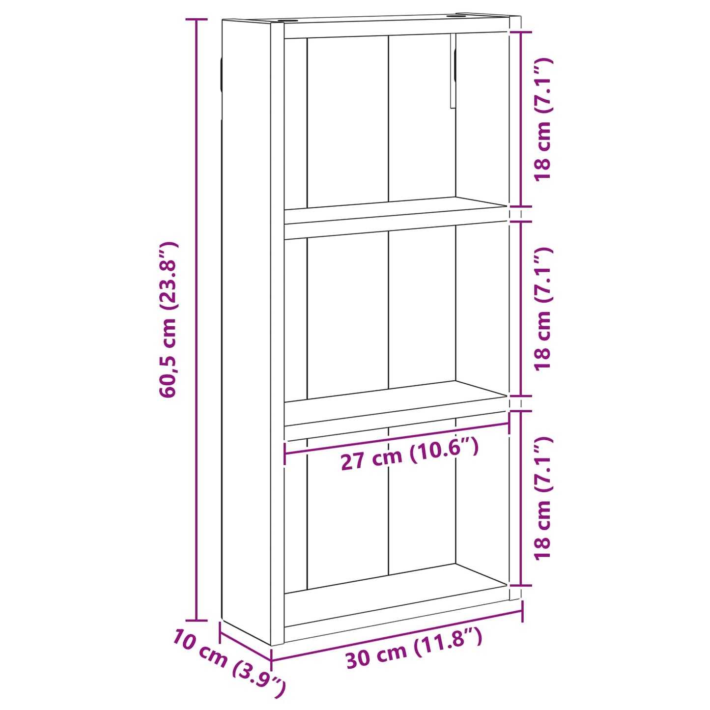 Badkamer wandkast Ambachtelijk eiken 30 x 10 x 60,5 cm is nu te koop bij PeponiXL, paradijselijk wonen!