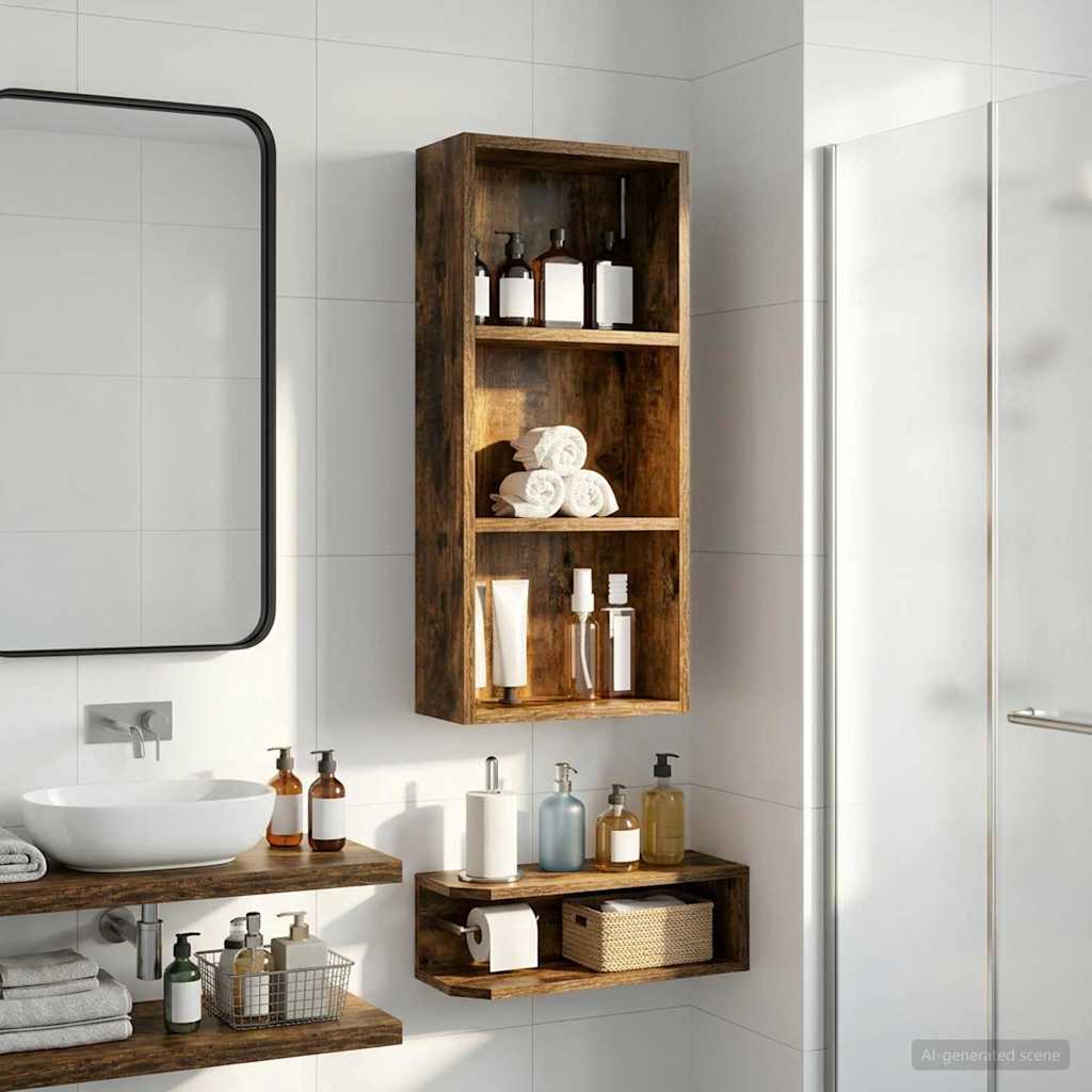 Badkamer wandkast met plank Gerookte Eik 30 x 14 x 70 cm is nu te koop bij PeponiXL, paradijselijk wonen!