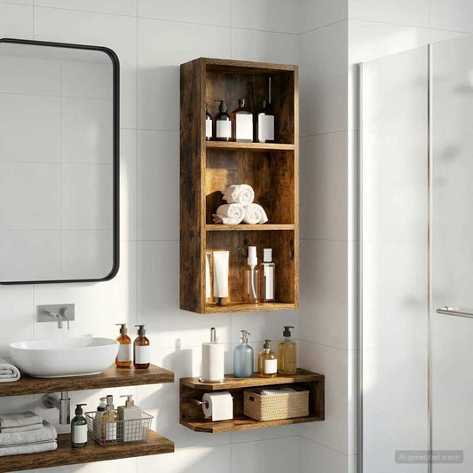 Badkamer wandkast met plank Gerookte Eik 30 x 14 x 70 cm is nu te koop bij PeponiXL, paradijselijk wonen!