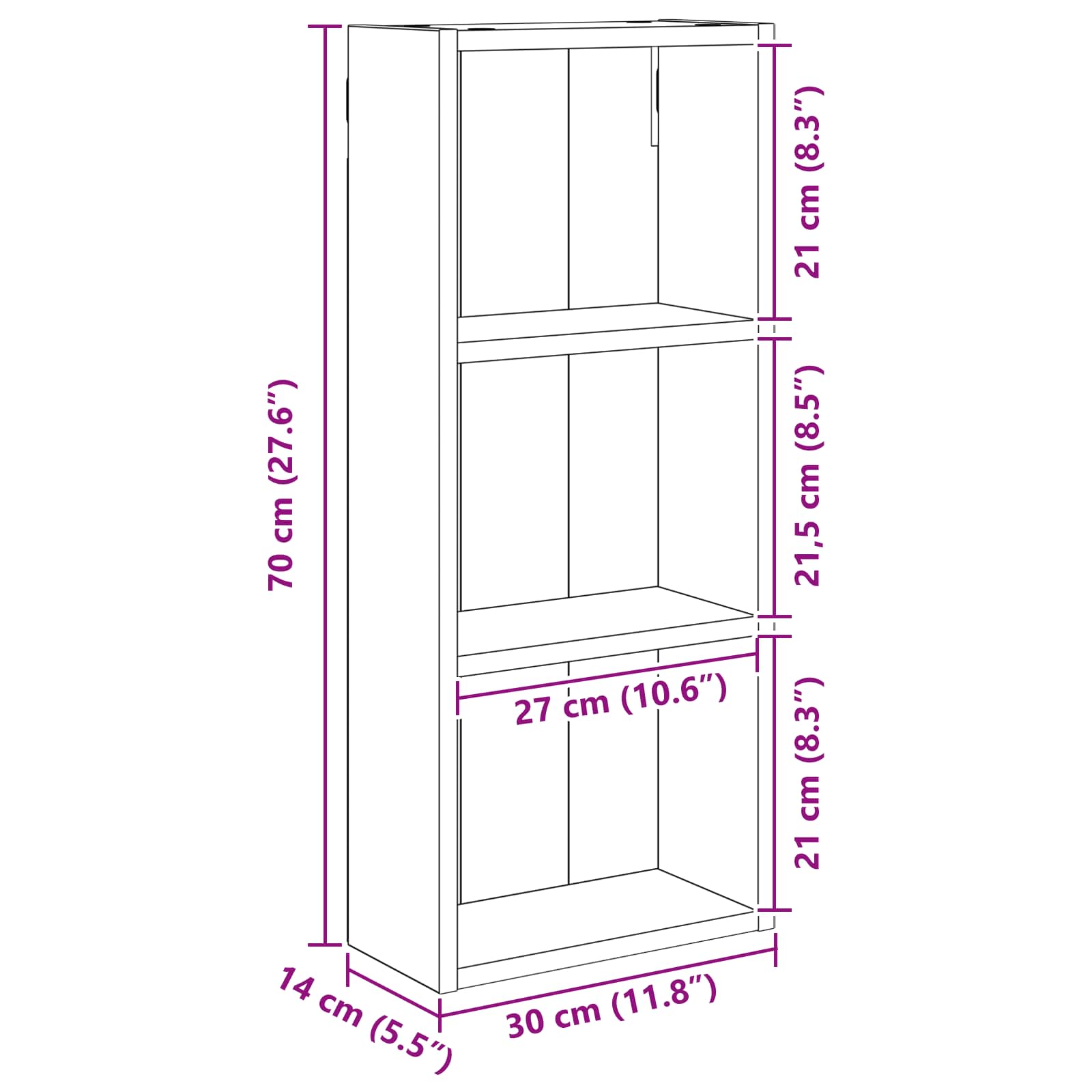 Badkamer wandkast met plank Gerookte Eik 30 x 14 x 70 cm is nu te koop bij PeponiXL, paradijselijk wonen!