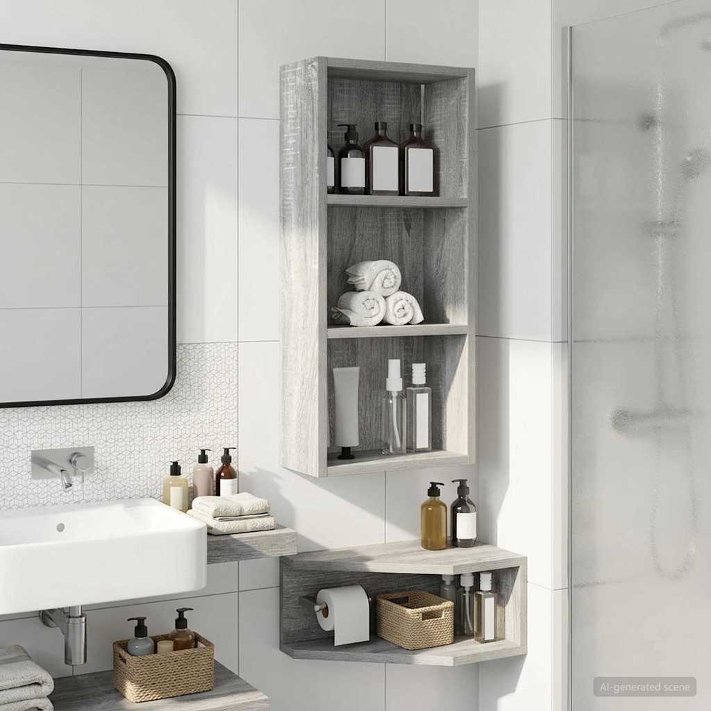 Badkamer wandkast met plank Grijze Sonoma 30 x 14 x 70 cm is nu te koop bij PeponiXL, paradijselijk wonen!