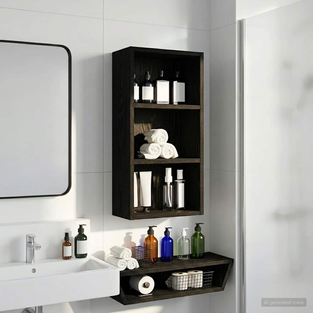 Badkamer wandkast met plank Zwarte Eik 30 x 16 x 62,5 cm is nu te koop bij PeponiXL, paradijselijk wonen!