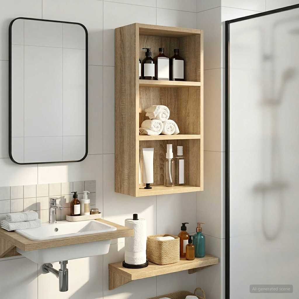 Badkamer wandkast met plank Sonoma Eiken 30 x 16 x 62,5 cm is nu te koop bij PeponiXL, paradijselijk wonen!