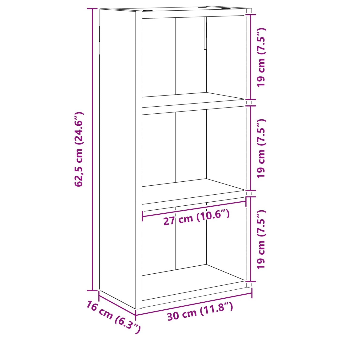 Badkamer wandkast met plank Beton Grijs 30 x 16 x 62,5 cm is nu te koop bij PeponiXL, paradijselijk wonen!