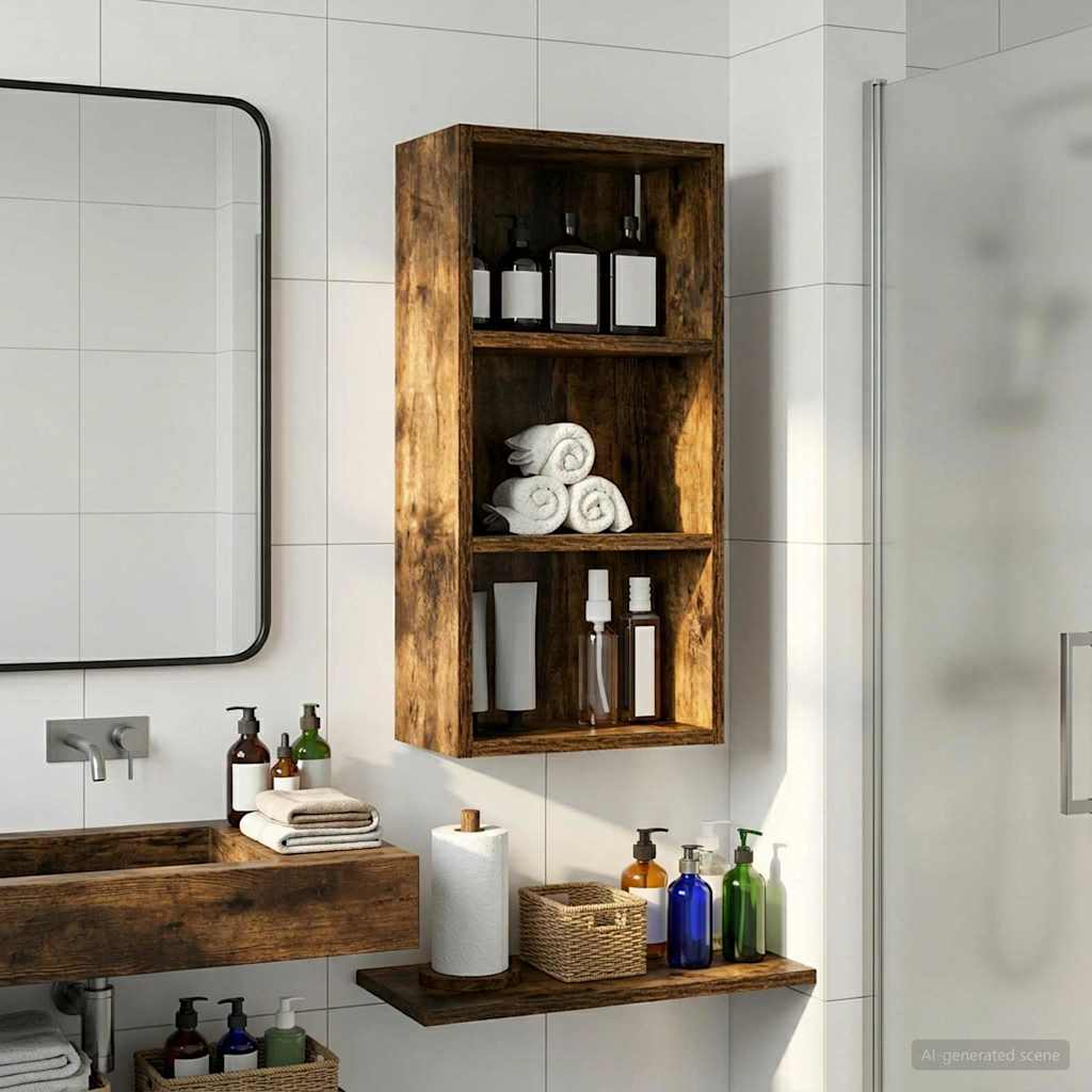 Badkamer wandkast met plank Gerookte Eik 30 x 16 x 62,5 cm is nu te koop bij PeponiXL, paradijselijk wonen!