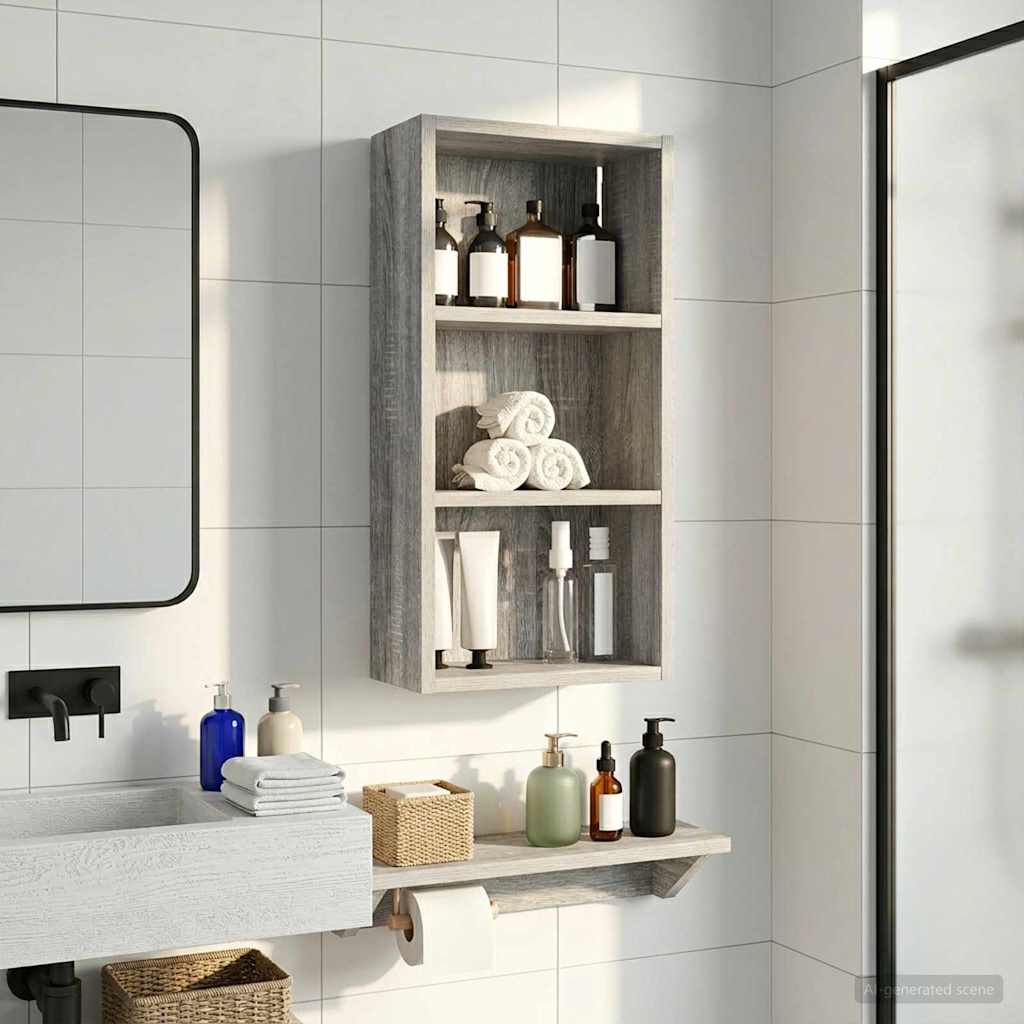 Badkamer wandkast met plank Grijze Sonoma 30 x 16 x 62,5 cm is nu te koop bij PeponiXL, paradijselijk wonen!