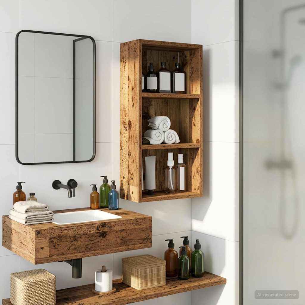 Badkamer wandkast Oudhout 30 x 16 x 62,5 cm Geconstrueerd hout is nu te koop bij PeponiXL, paradijselijk wonen!