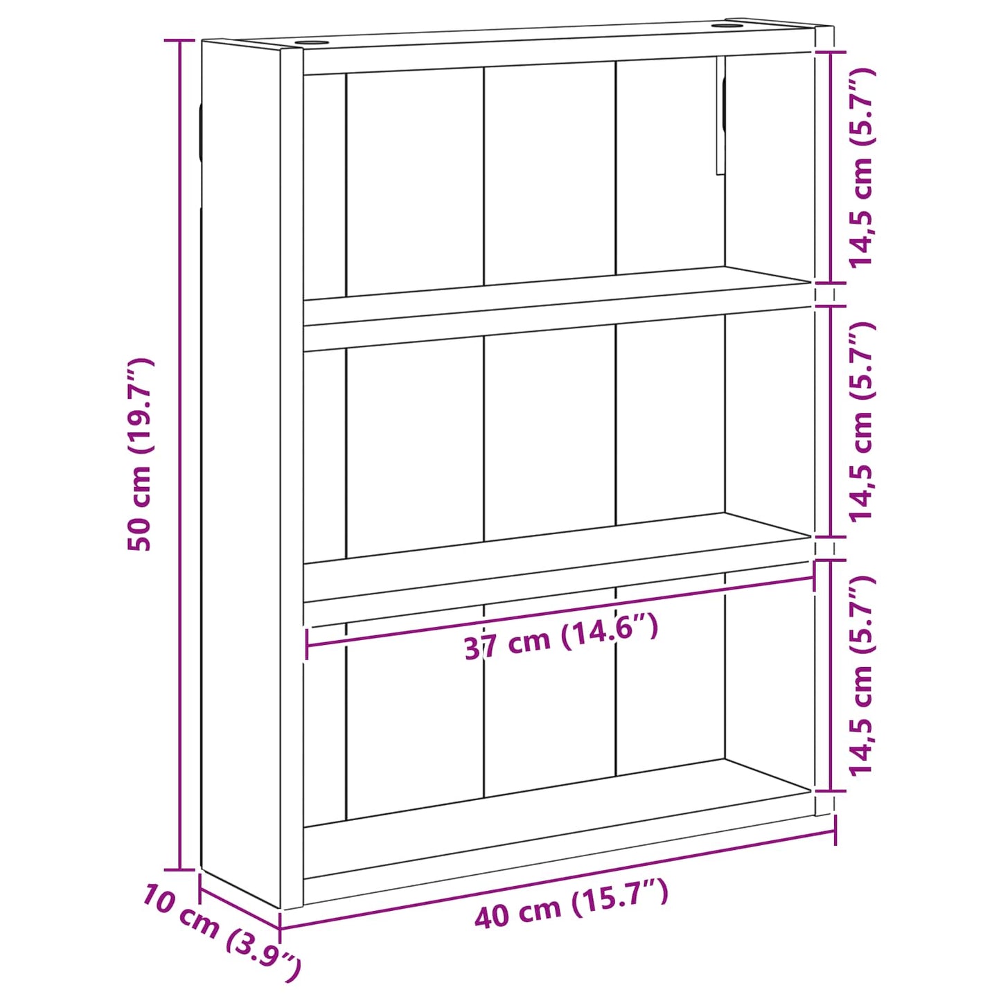 Badkamer wandkast Wit 40 x 10 x 50 cm Geconstrueerd hout is nu te koop bij PeponiXL, paradijselijk wonen!
