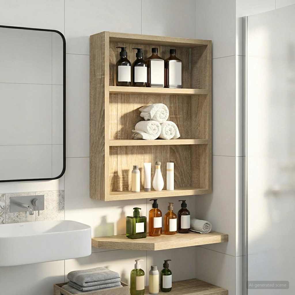 Badkamer wandkast met plank Sonoma Eiken 40 x 10 x 50 cm is nu te koop bij PeponiXL, paradijselijk wonen!