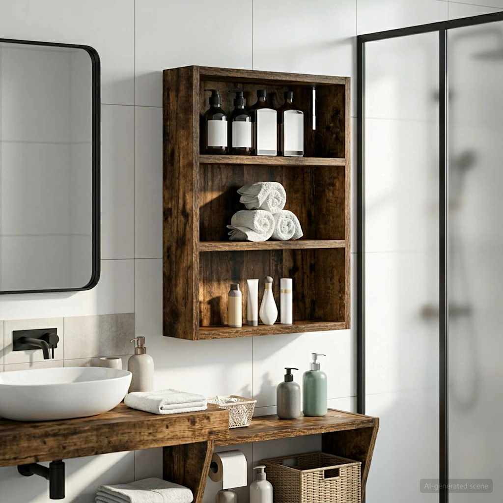 Badkamer wandkast met plank Gerookte Eik 40 x 10 x 50 cm is nu te koop bij PeponiXL, paradijselijk wonen!