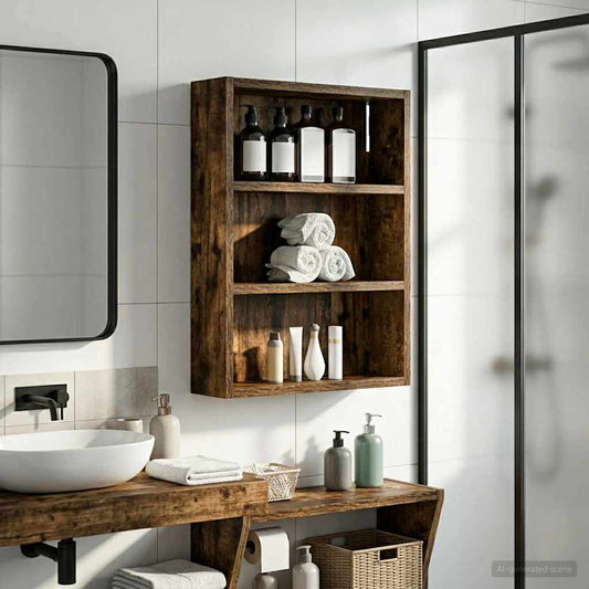 Badkamer wandkast met plank Gerookte Eik 40 x 10 x 50 cm is nu te koop bij PeponiXL, paradijselijk wonen!