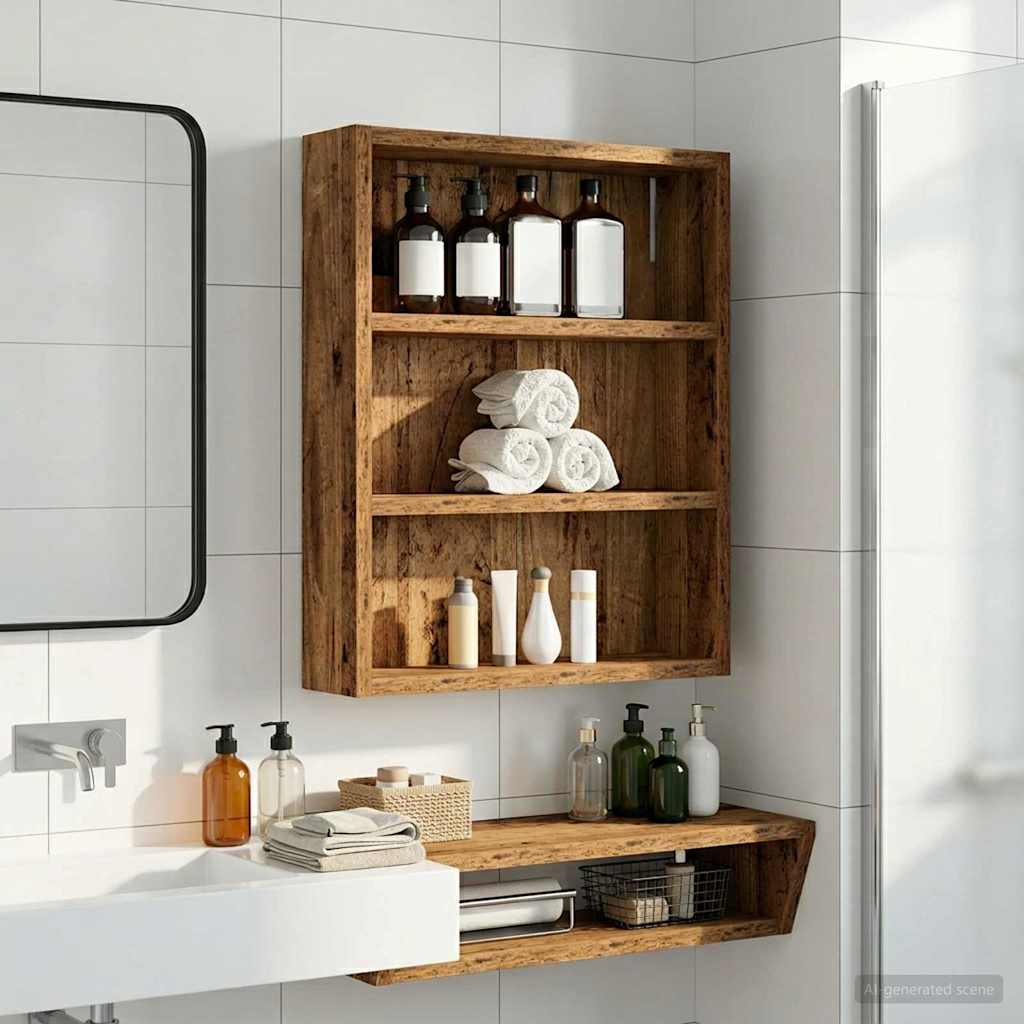 Badkamer wandkast Oudhout 40 x 10 x 50 cm Geconstrueerd hout is nu te koop bij PeponiXL, paradijselijk wonen!