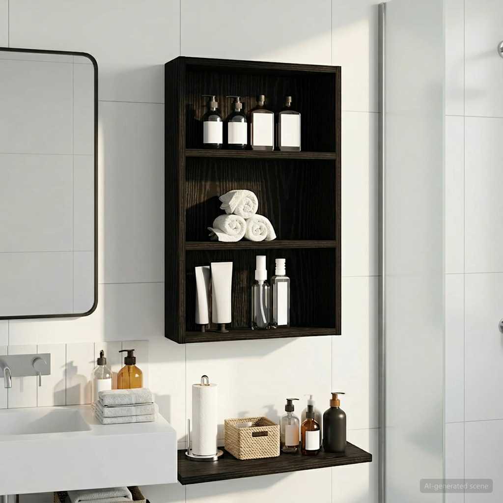 Badkamer wandkast met plank Zwarte Eik 40 x 10 x 60,5 cm is nu te koop bij PeponiXL, paradijselijk wonen!