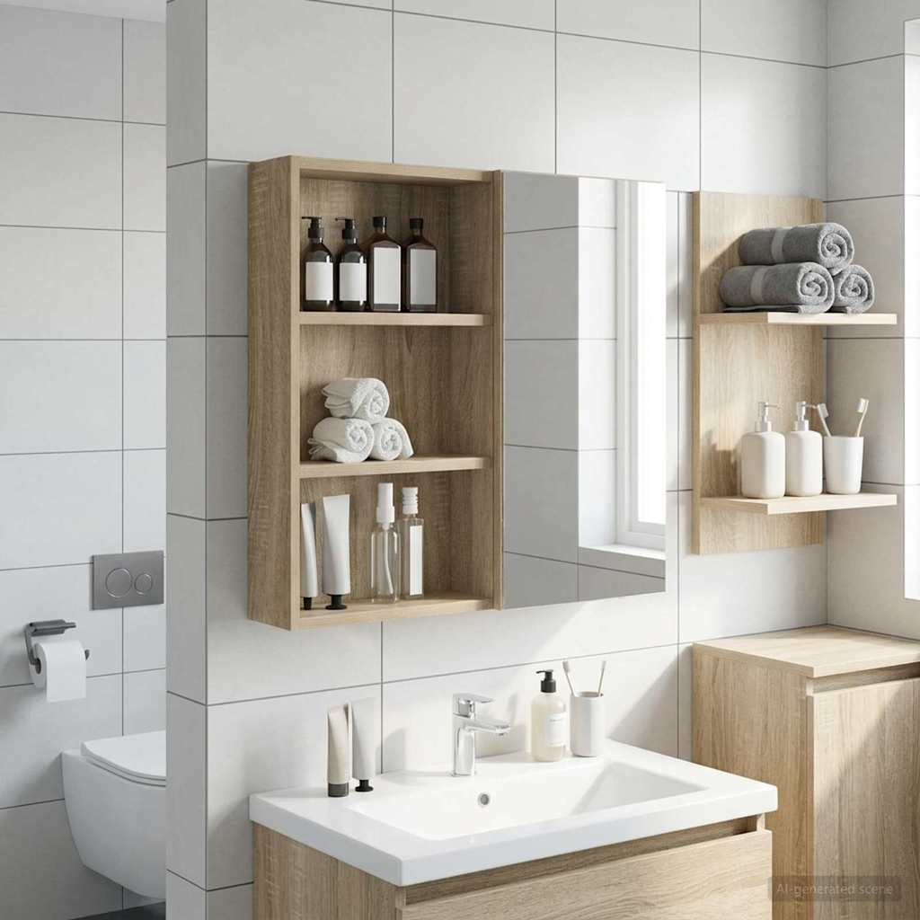 Badkamer wandkast met plank Sonoma Eiken 40 x 10 x 60,5 cm is nu te koop bij PeponiXL, paradijselijk wonen!