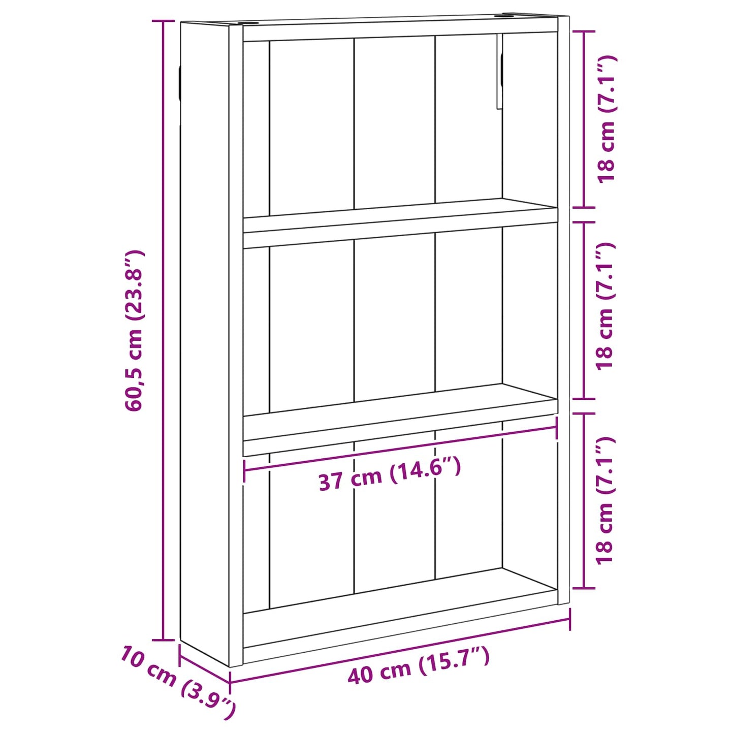 Badkamer wandkast met plank Sonoma Eiken 40 x 10 x 60,5 cm is nu te koop bij PeponiXL, paradijselijk wonen!