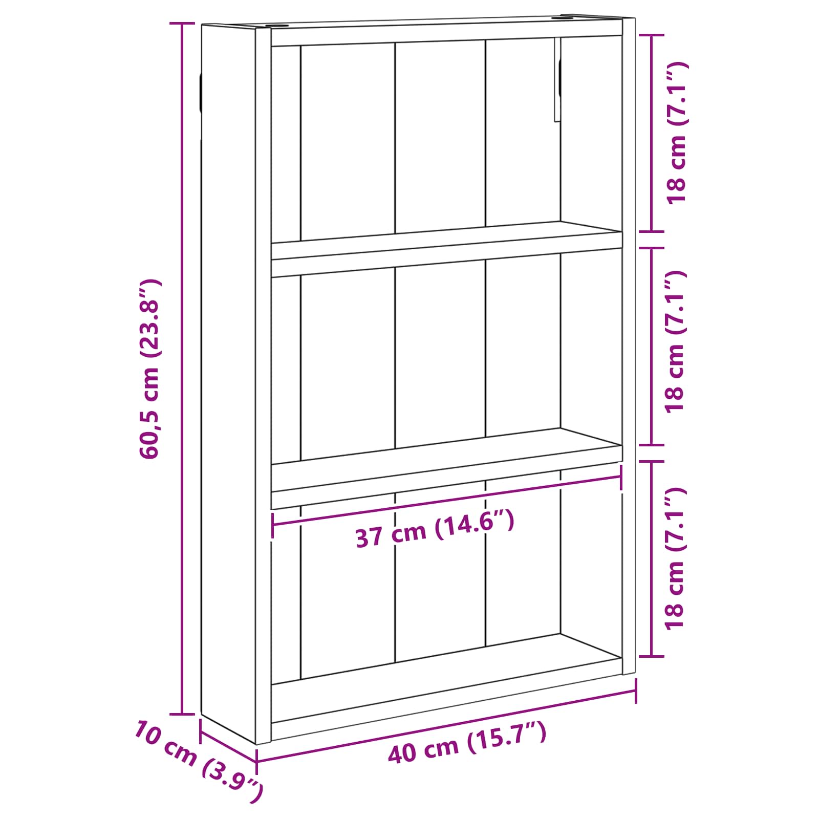 Badkamer wandkast met plank Sonoma Eiken 40 x 10 x 60,5 cm is nu te koop bij PeponiXL, paradijselijk wonen!