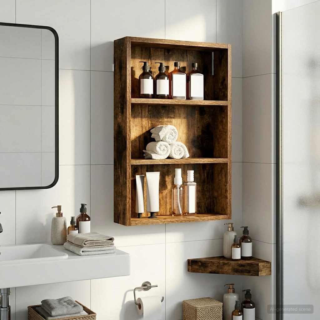 Badkamer wandkast met plank Gerookte Eik 40 x 10 x 60,5 cm is nu te koop bij PeponiXL, paradijselijk wonen!