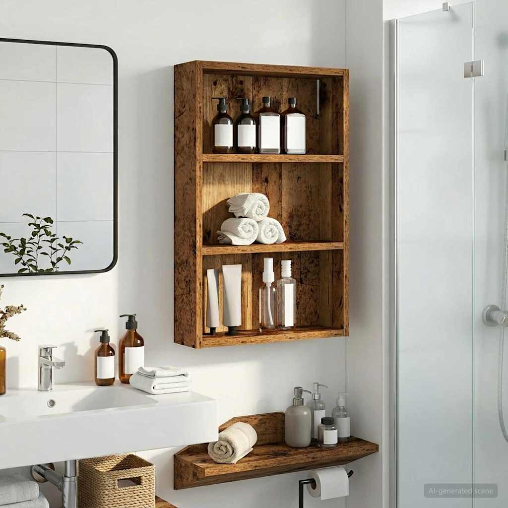Badkamer wandkast Oudhout 40 x 10 x 60,5 cm Geconstrueerd hout is nu te koop bij PeponiXL, paradijselijk wonen!