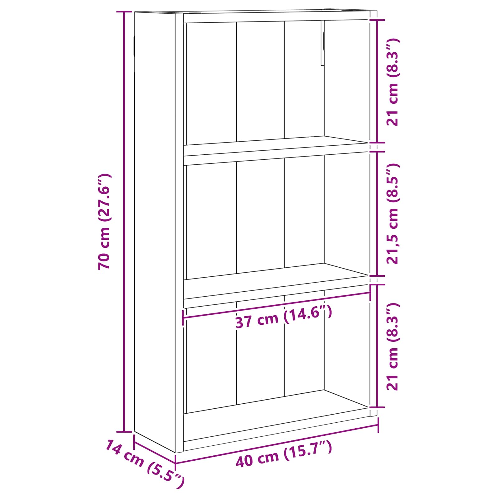 Badkamer wandkast met plank Sonoma Eiken 40 x 14 x 70 cm is nu te koop bij PeponiXL, paradijselijk wonen!