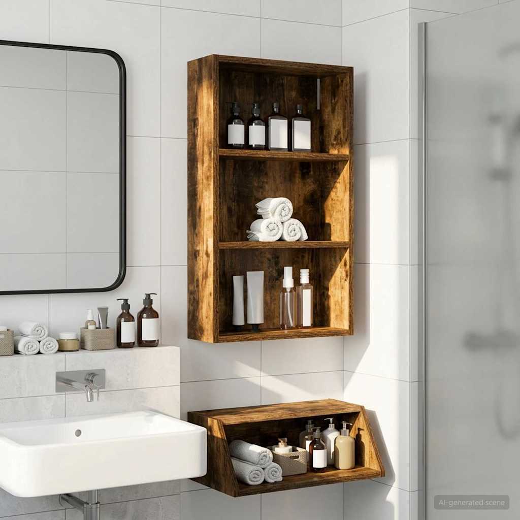 Badkamer wandkast met plank Gerookte Eik 40 x 14 x 70 cm is nu te koop bij PeponiXL, paradijselijk wonen!