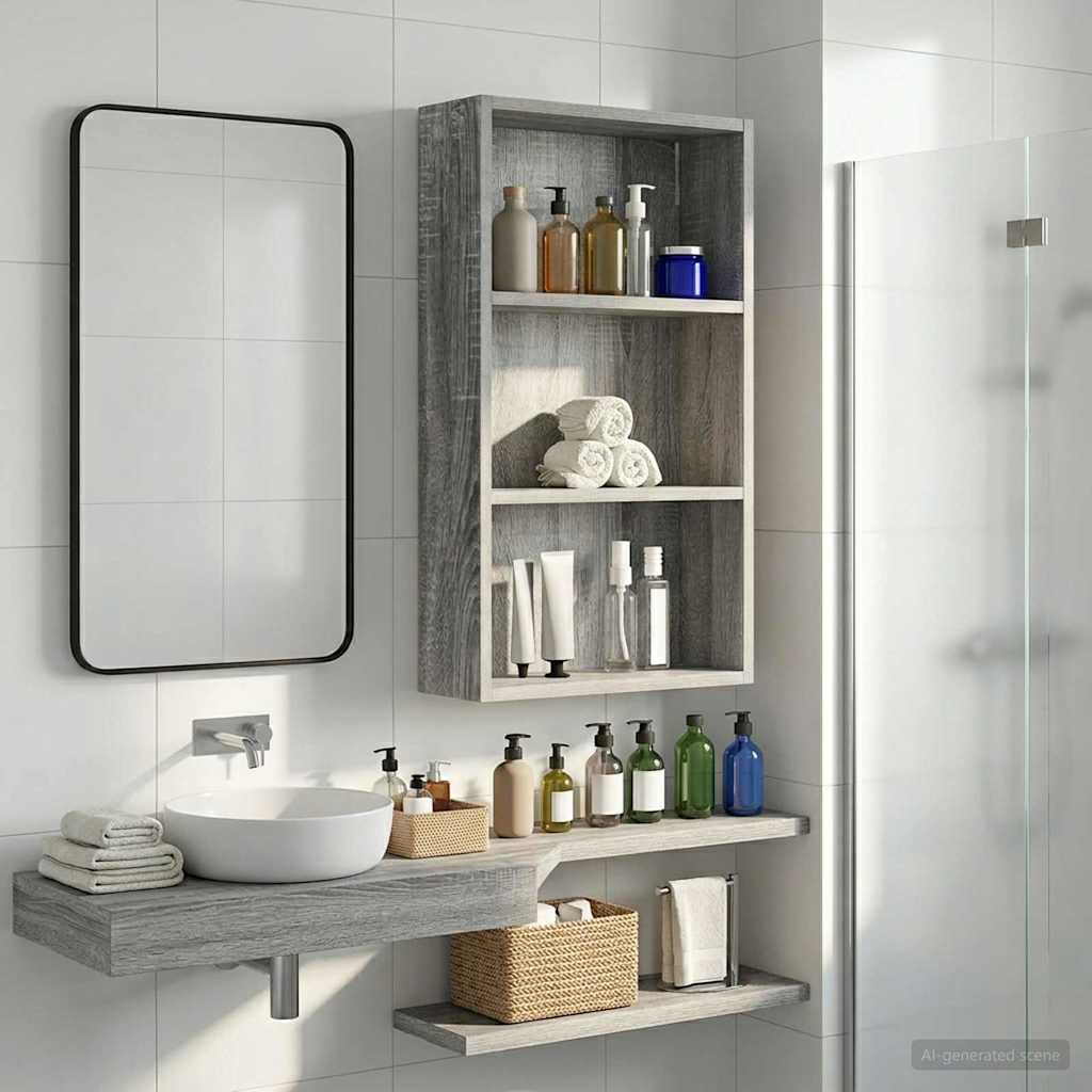 Badkamer wandkast met plank Grijze Sonoma 40 x 14 x 70 cm is nu te koop bij PeponiXL, paradijselijk wonen!