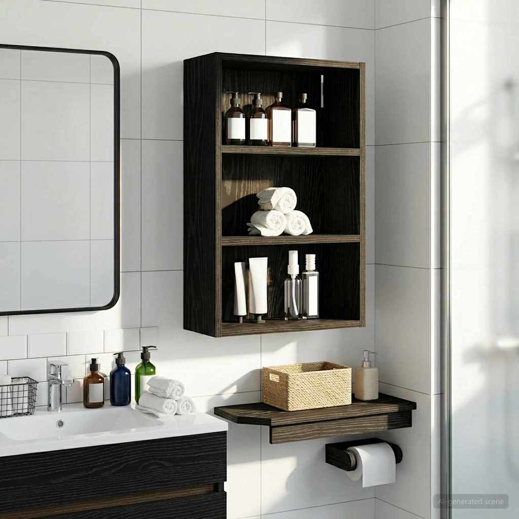 Badkamer wandkast met plank Zwarte Eik 40 x 16 x 62,5 cm is nu te koop bij PeponiXL, paradijselijk wonen!