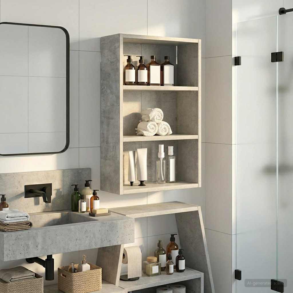 Badkamer wandkast met plank Beton Grijs 40 x 16 x 62,5 cm is nu te koop bij PeponiXL, paradijselijk wonen!
