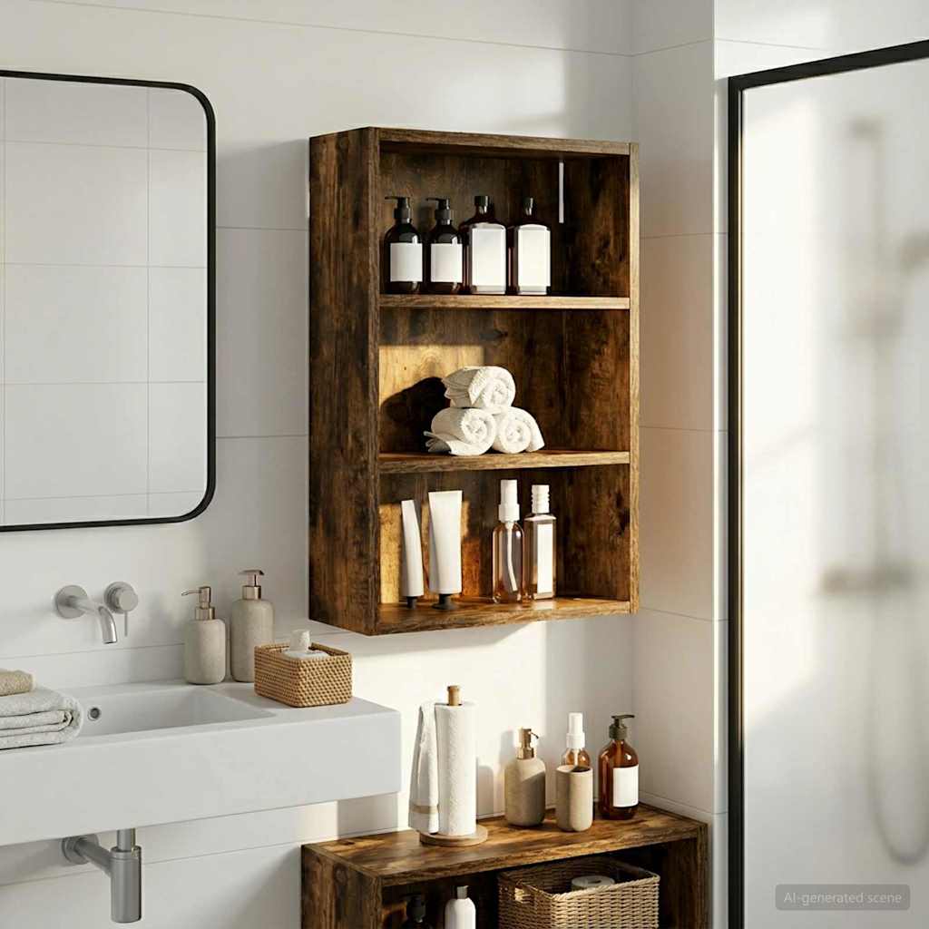 Badkamer wandkast met plank Gerookte Eik 40 x 16 x 62,5 cm is nu te koop bij PeponiXL, paradijselijk wonen!