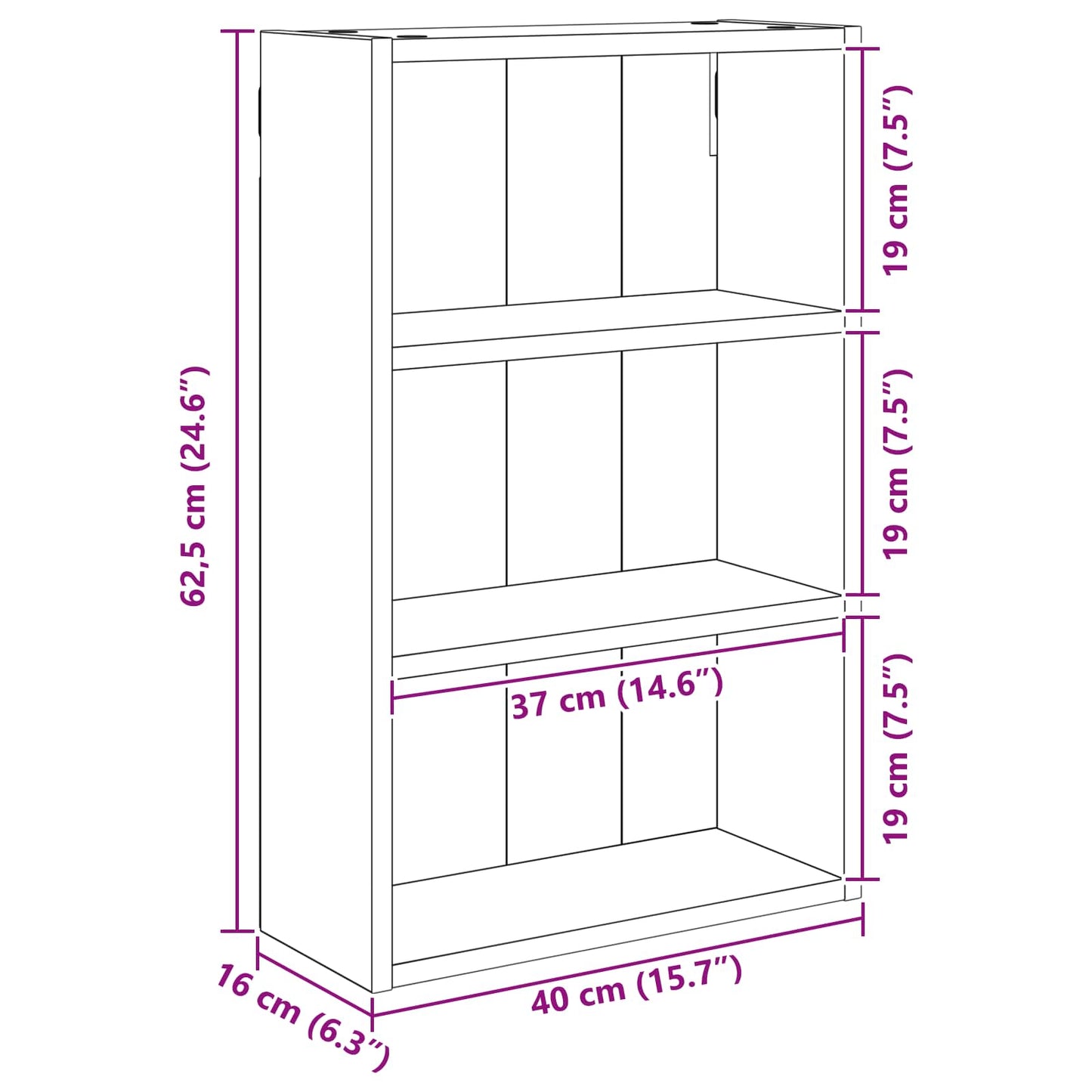 Badkamer wandkast met plank Artisanaal eiken 40 x 16 x 62,5 cm is nu te koop bij PeponiXL, paradijselijk wonen!