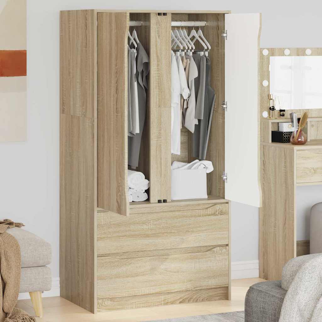 Kledingkast Sonoma Eiken 79,5 x 49 x 156 cm Geconstrueerd hout is nu te koop bij PeponiXL, paradijselijk wonen!