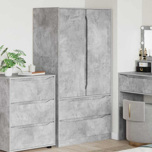 Kledingkast Beton Grijs 79,5 x 49 x 156 cm Geconstrueerd hout is nu te koop bij PeponiXL, paradijselijk wonen!