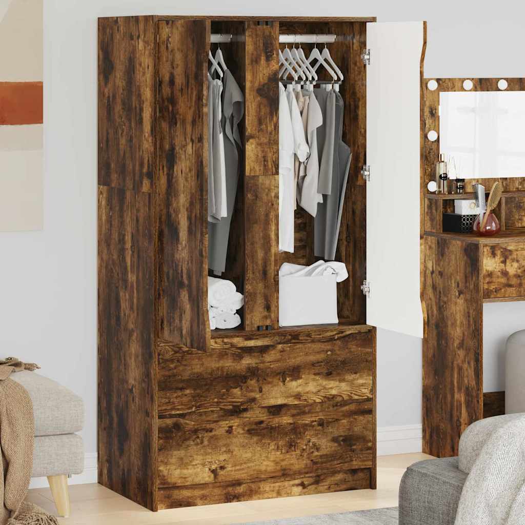 Kledingkast Gerookte Eik 79,5 x 49 x 156 cm Geconstrueerd hout is nu te koop bij PeponiXL, paradijselijk wonen!