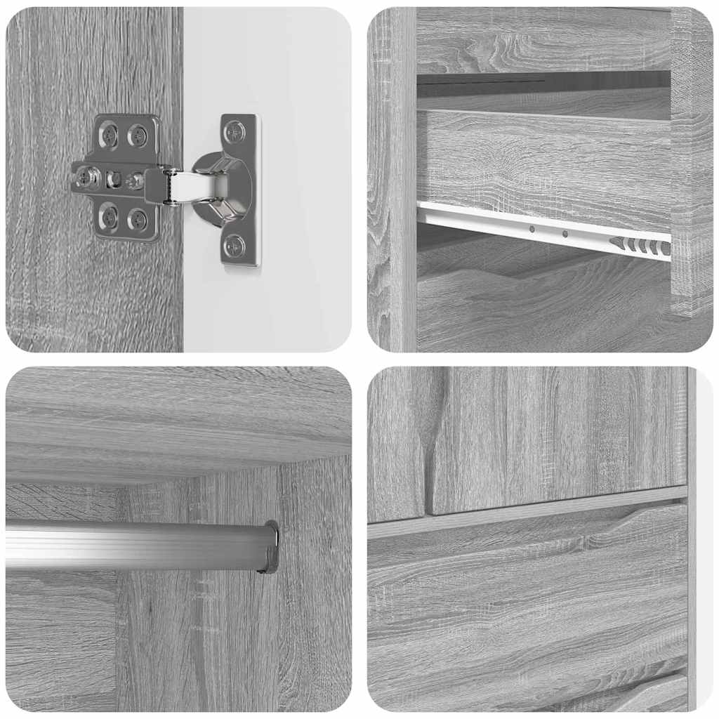 Badkamer Kast Grijs Sonoma 79,5 x 49 x 156 cm Bewerkt hout is nu te koop bij PeponiXL, paradijselijk wonen!