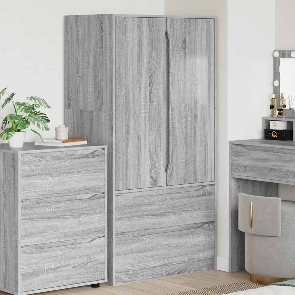 Badkamer Kast Grijs Sonoma 79,5 x 49 x 156 cm Bewerkt hout is nu te koop bij PeponiXL, paradijselijk wonen!
